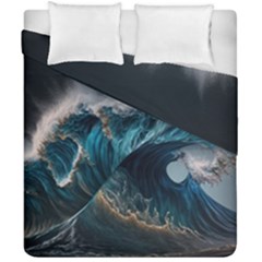 Tsunami Waves Ocean Sea Water Rough Seas Duvet Cover Double Side (california King Size) by uniart180623