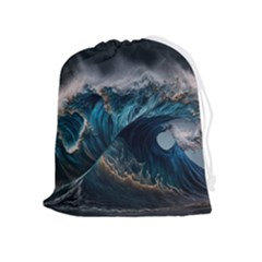 Tsunami Waves Ocean Sea Water Rough Seas Drawstring Pouch (xl) by uniart180623