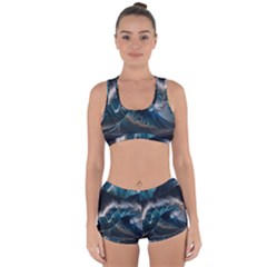 Tsunami Waves Ocean Sea Water Rough Seas Racerback Boyleg Bikini Set by uniart180623