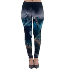 Tsunami Waves Ocean Sea Water Rough Seas Lightweight Velour Leggings by uniart180623