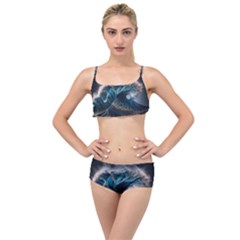 Tsunami Waves Ocean Sea Water Rough Seas Layered Top Bikini Set by uniart180623