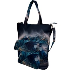 Tsunami Waves Ocean Sea Water Rough Seas Shoulder Tote Bag by uniart180623