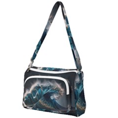 Tsunami Waves Ocean Sea Water Rough Seas Front Pocket Crossbody Bag by uniart180623