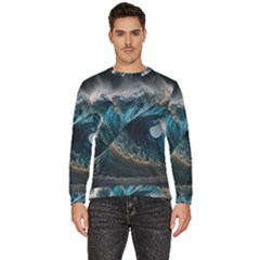 Tsunami Waves Ocean Sea Water Rough Seas Men s Fleece Sweatshirt by uniart180623