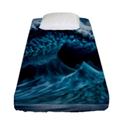 Tsunami Waves Ocean Sea Water Rough Seas Fitted Sheet (single Size) by uniart180623