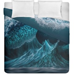 Tsunami Waves Ocean Sea Water Rough Seas Duvet Cover Double Side (king Size) by uniart180623