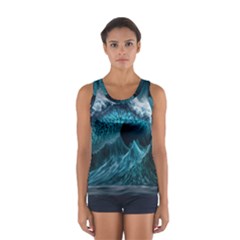 Tsunami Waves Ocean Sea Water Rough Seas Sport Tank Top  by uniart180623