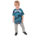 Tsunami Waves Ocean Sea Water Rough Seas Kids  Raglan Tee View1