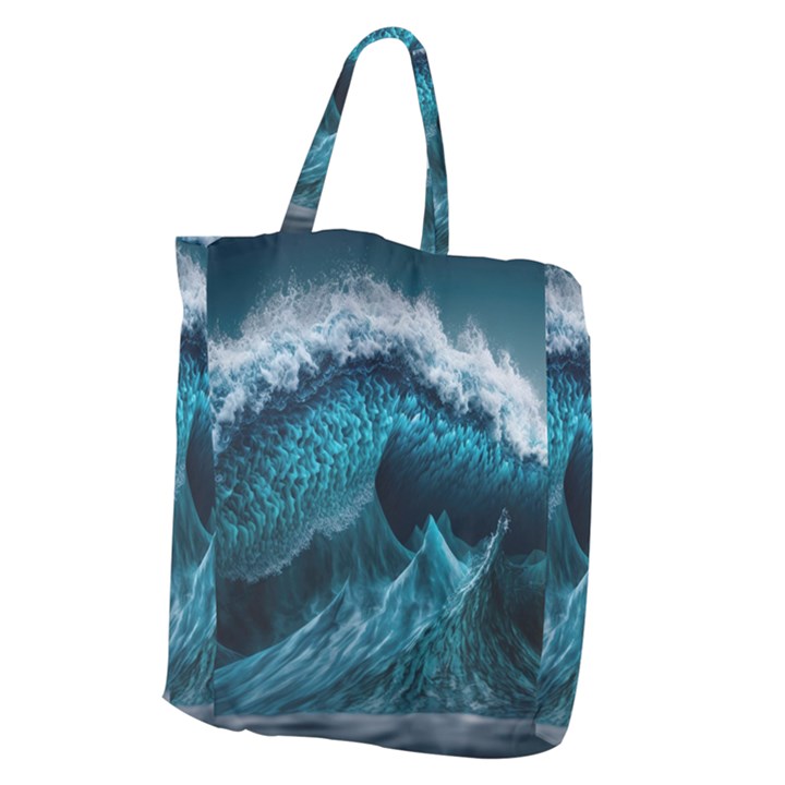 Tsunami Waves Ocean Sea Water Rough Seas Giant Grocery Tote