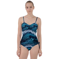 Tsunami Waves Ocean Sea Water Rough Seas Sweetheart Tankini Set by uniart180623