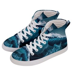 Tsunami Waves Ocean Sea Water Rough Seas Women s Hi-top Skate Sneakers by uniart180623