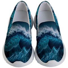 Tsunami Waves Ocean Sea Water Rough Seas Kids Lightweight Slip Ons by uniart180623