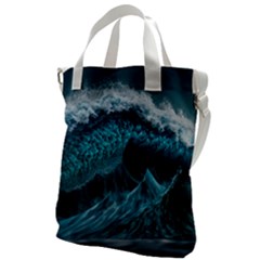 Tsunami Waves Ocean Sea Water Rough Seas Canvas Messenger Bag by uniart180623