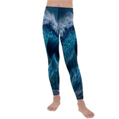 Tsunami Waves Ocean Sea Water Rough Seas Kids  Lightweight Velour Leggings by uniart180623