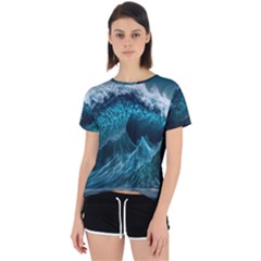 Tsunami Waves Ocean Sea Water Rough Seas Open Back Sport Tee by uniart180623