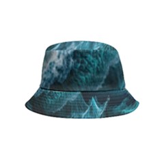 Tsunami Waves Ocean Sea Water Rough Seas Inside Out Bucket Hat (kids) by uniart180623