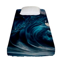 Tsunami Waves Ocean Sea Water Rough Seas Fitted Sheet (single Size) by uniart180623