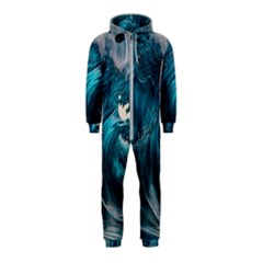 Tsunami Waves Ocean Sea Water Rough Seas Hooded Jumpsuit (kids) by uniart180623