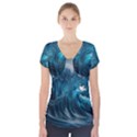 Tsunami Waves Ocean Sea Water Rough Seas Short Sleeve Front Detail Top View1