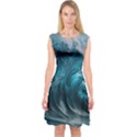 Tsunami Waves Ocean Sea Water Rough Seas Capsleeve Midi Dress View1