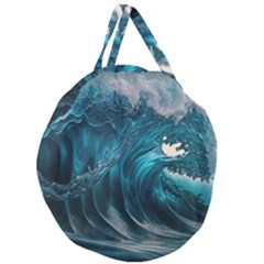 Tsunami Waves Ocean Sea Water Rough Seas Giant Round Zipper Tote by uniart180623