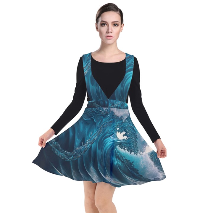 Tsunami Waves Ocean Sea Water Rough Seas Plunge Pinafore Dress