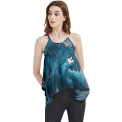 Tsunami Waves Ocean Sea Water Rough Seas Flowy Camisole Tank Top by uniart180623