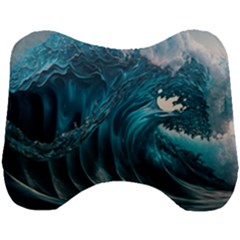 Tsunami Waves Ocean Sea Water Rough Seas Head Support Cushion by uniart180623