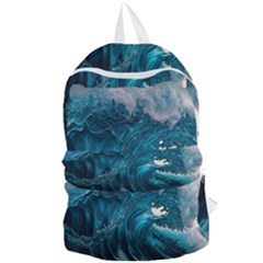 Tsunami Waves Ocean Sea Water Rough Seas Foldable Lightweight Backpack by uniart180623