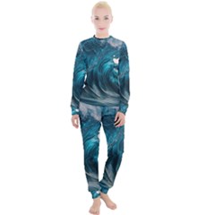 Tsunami Waves Ocean Sea Water Rough Seas Women s Lounge Set by uniart180623