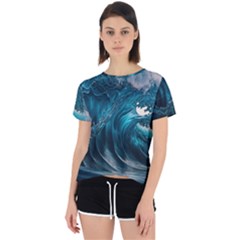 Tsunami Waves Ocean Sea Water Rough Seas Open Back Sport Tee by uniart180623