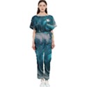 Tsunami Waves Ocean Sea Water Rough Seas Batwing Lightweight Chiffon Jumpsuit View1