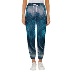 Tsunami Waves Ocean Sea Water Rough Seas Women s Cropped Drawstring Pants by uniart180623