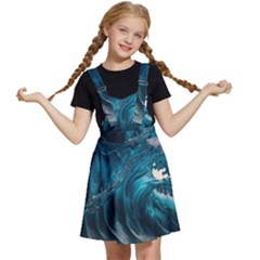 Tsunami Waves Ocean Sea Water Rough Seas Kids  Apron Dress by uniart180623