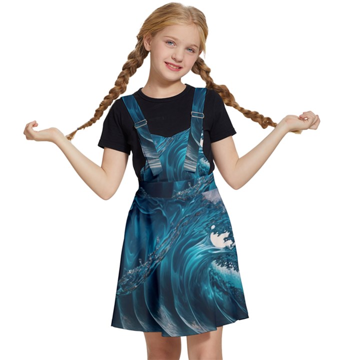 Tsunami Waves Ocean Sea Water Rough Seas Kids  Apron Dress