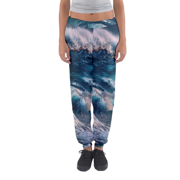 Tsunami Waves Ocean Sea Water Rough Seas Women s Jogger Sweatpants