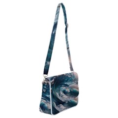 Tsunami Waves Ocean Sea Water Rough Seas Shoulder Bag With Back Zipper by uniart180623