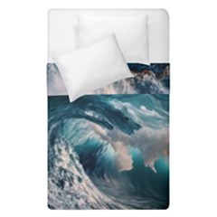 Tsunami Waves Ocean Sea Water Rough Seas Duvet Cover Double Side (single Size) by uniart180623