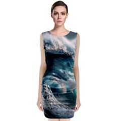 Tsunami Waves Ocean Sea Water Rough Seas Classic Sleeveless Midi Dress by uniart180623