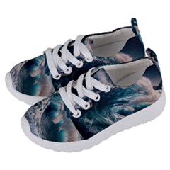 Tsunami Waves Ocean Sea Water Rough Seas Kids  Lightweight Sports Shoes by uniart180623