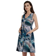 Tsunami Waves Ocean Sea Water Rough Seas Sleeveless Dress With Pocket by uniart180623