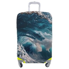 Tsunami Waves Ocean Sea Water Rough Seas Luggage Cover (medium) by uniart180623