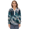 Tsunami Waves Ocean Sea Water Rough Seas Zip Up Long Sleeve Blouse View1