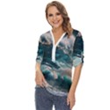 Tsunami Waves Ocean Sea Water Rough Seas Zip Up Long Sleeve Blouse View2