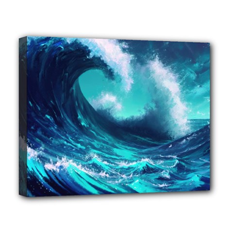 Tsunami Tidal Wave Ocean Waves Sea Nature Water Deluxe Canvas 20  X 16  (stretched) by uniart180623