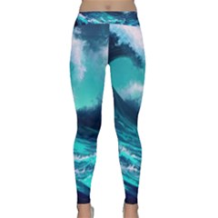 Tsunami Tidal Wave Ocean Waves Sea Nature Water Classic Yoga Leggings by uniart180623