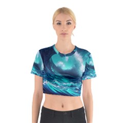 Tsunami Tidal Wave Ocean Waves Sea Nature Water Cotton Crop Top by uniart180623