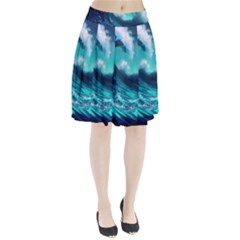 Tsunami Tidal Wave Ocean Waves Sea Nature Water Pleated Skirt