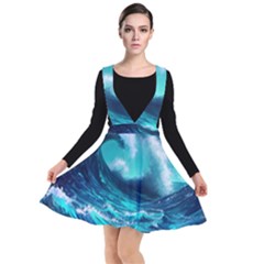 Tsunami Tidal Wave Ocean Waves Sea Nature Water Plunge Pinafore Dress by uniart180623