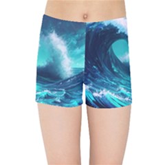 Tsunami Tidal Wave Ocean Waves Sea Nature Water Kids  Sports Shorts by uniart180623